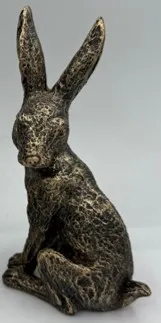 Medium March hare - looking left - aged gold